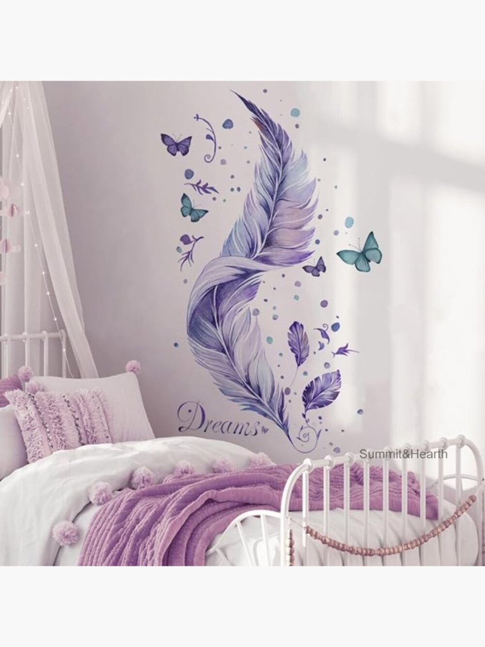Vinyl Wall Decal Butterfly Feathers 32 Inch Home Decor Sticker
